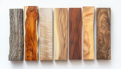 Variety of Wood Textures Displayed in a Row for Design Inspiration