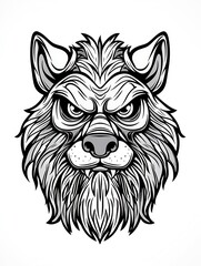 Fototapeta premium Fierce Wolf Head Graphic in Black and White for Bold Design Work