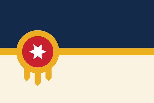 Oklahoma City Flag Design, Showing Patriotic Colors. City Tulsa flag.