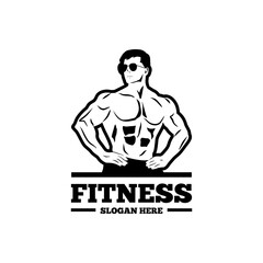 vector fitness gym logo design illustration