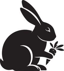 Obraz premium Rabbit black silhouette vector