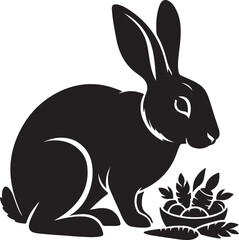 Obraz premium Rabbit black silhouette vector