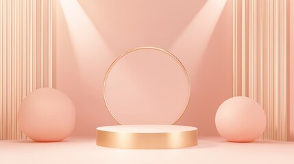 Fototapeta premium Minimalist pastel pink product display