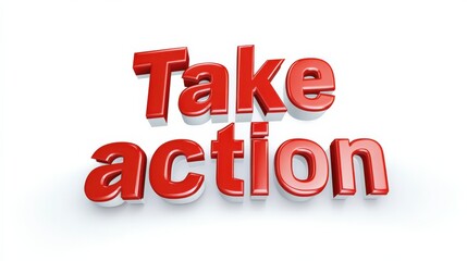 Bold Red Text with Take Action Phrase on White Background
