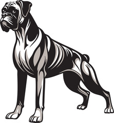 Elegant Boxer Dog Sketch in Stylized Design