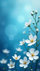 Romantic border of baby's breath flowers in white and blue hues, event, creative