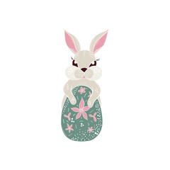 Cute easter bunny with egg. Isolated, in vector technique. Create pattern, banner, fabric