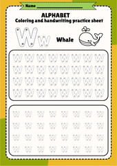Letter W Tracing Worksheet: Alphabet Practice for Kids