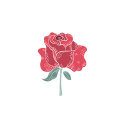 Red rose, in vector technique, isolated, Wild vector flower