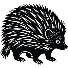 Adobe Illustrator ArtNorth American Porcupine Vector Silhouette, Porcupine Illustration, Porcupine Art Hand Drawn Line Art, Hedgehog in White Backgroundwork