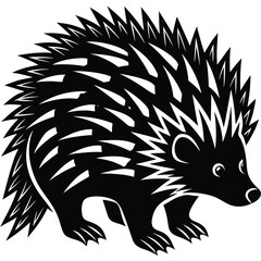Adobe Illustrator ArtNorth American Porcupine Vector Silhouette, Porcupine Illustration, Porcupine Art Hand Drawn Line Art, Hedgehog in White Backgroundwork