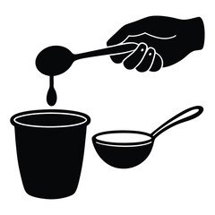 Measuring Spoon in Hand Vector – Cooking Tool Silhouette with Grip and Precision

