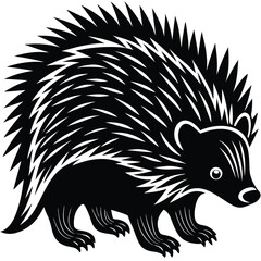 Adobe Illustrator ArtNorth American Porcupine Vector Silhouette, Porcupine Illustration, Porcupine Art Hand Drawn Line Art, Hedgehog in White Backgroundwork