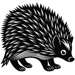 Adobe Illustrator ArtNorth American Porcupine Vector Silhouette, Porcupine Illustration, Porcupine Art Hand Drawn Line Art, Hedgehog in White Backgroundwork