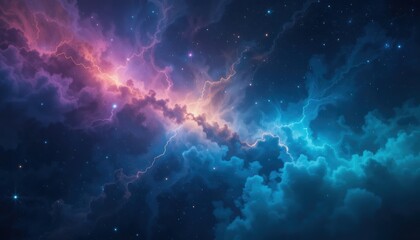 Nebula Dreamscape: Ethereal Clouds with Pink, Blue, and Starry Highlights.