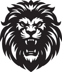 Fototapeta premium Lion head black silhouette vector