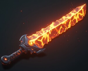 Fiery Sword in Dark Studio