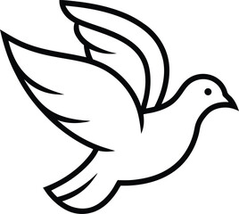 dove vector outline icon on a transparent background