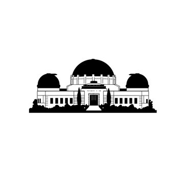 Griffith Observatory Silhouette - Vector Illustration