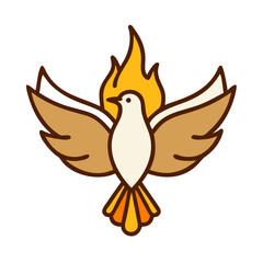 Fototapeta premium Holy Spirit Dove, Fire, Wings, Christian, Religious, Symbol, Faith, Belief, God, Icon