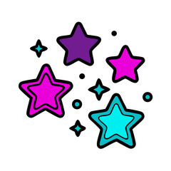 Obraz premium Bright Stars Colorful Shapes On white Background vector Graphic Design Element