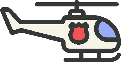 Police Helicopter Filled Line Icon