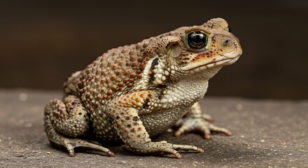 Close-up Photograph of a Brown Toad on a Rock AI Generated