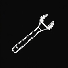 Classic Adjustable Wrench Icon Illustrating Tools on Black Background