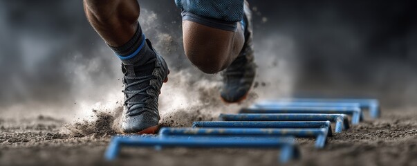 Dynamic athlete training on agility ladders, showcasing speed and power.