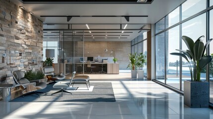 A modern office or workspace featuring contemporary design and functional layout.

