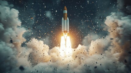 Fototapeta premium Rocket Launch into Space: A Breathtaking Ascent