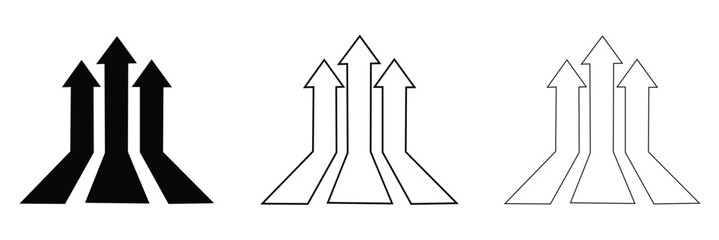 Upward arrow centered in square brackets on white background . vector illustration .EPS 10 .