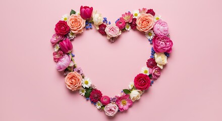 Obraz premium Floral Heart: A Pastel Paradise AI Generated