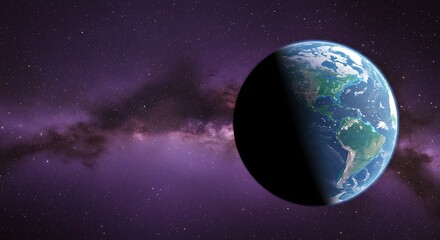 Obraz premium Cosmic Half-Light: A Digital Earth AI Generated