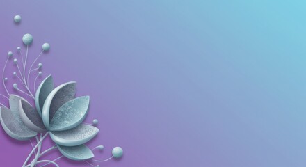 Serene Blue Floral Design: Abstract Pastel Flower Illustration on Gradient Background