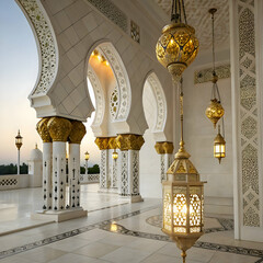 luxurious arabian background with ornate lanterns