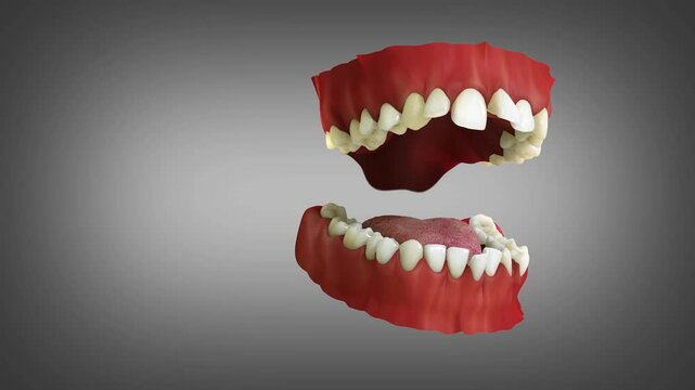 A three sets of clear aligner or invisalign making bite correction elegantly.3D dental animation.