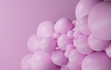 balloons pink and background pink. 3D illustration rendering