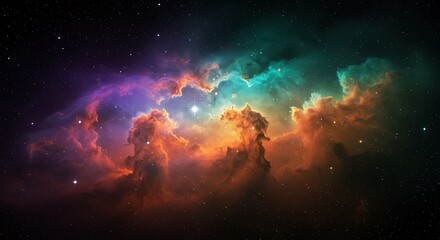 Fototapeta premium Cosmic Canvas: Nebula's Embrace AI Generated