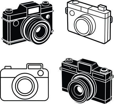beautiful black cemera vector silhouette art this is an editable and printable vector eps file
