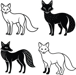 beautiful black fox vector silhouette art this is an editable and printable vector eps file
