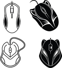 beautiful black gaming mouse vector silhouette art this is an editable and printable vector eps file
