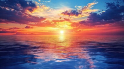 Obraz premium Oil painting of the sea multicolored cloudy sunset illustration