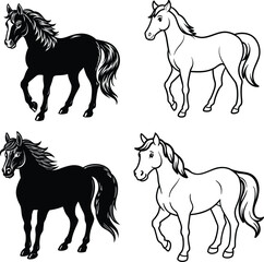 beautiful black horse vector silhouette art this is an editable and printable vector eps file
