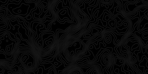 The black grey on white contours vector topography stylized height of the lines. The concept of a conditional geography scheme and the terrain path. Ultra wide. Map vector terrain Illustration.	