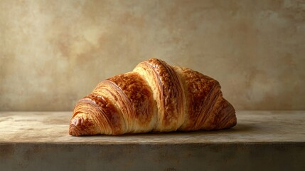 A classic croissant with a golden-brown, flaky texture, served with a cup of espresso. Featuring simplicity and indulgence