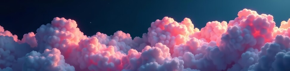 Fototapeta premium Soft billowy clouds floating on a dark backdrop, stormy, isolated, fluffy