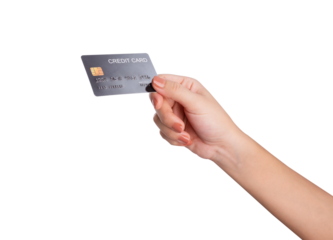 Female hand hold credit card isolated on white background