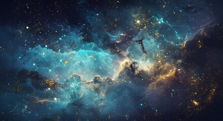 Obraz premium Cosmic Nebula: Celestial Dance of Light AI Generated