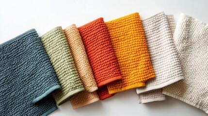 Colorful Textured Bath Mats on White Background
